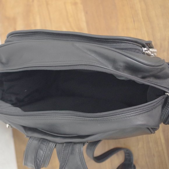 Brookstone Unisex Black Leather Backpack